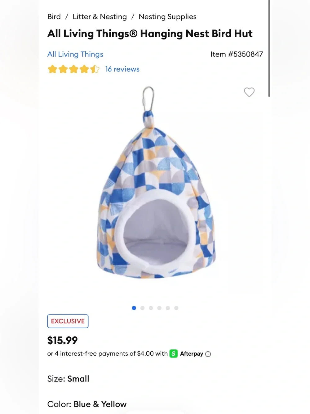 All Living Things® Hanging Nest Bird Hut